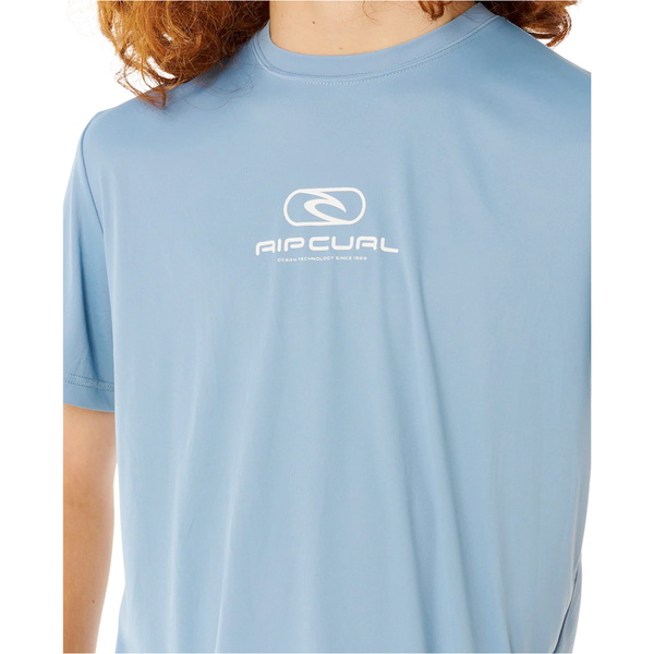 2026 Rip Curl Icone Bambino Surflite Maglietta UPF A Maniche Corte 12ABRV - Faded Denim